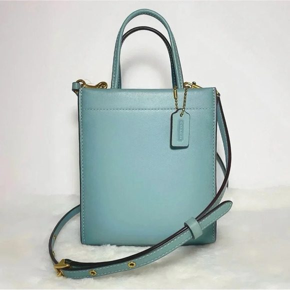 Coach Glove Tanned Leather Mini Cashin Carry Sage Green Tote Bag Purse NWT - Picture 6 of 12